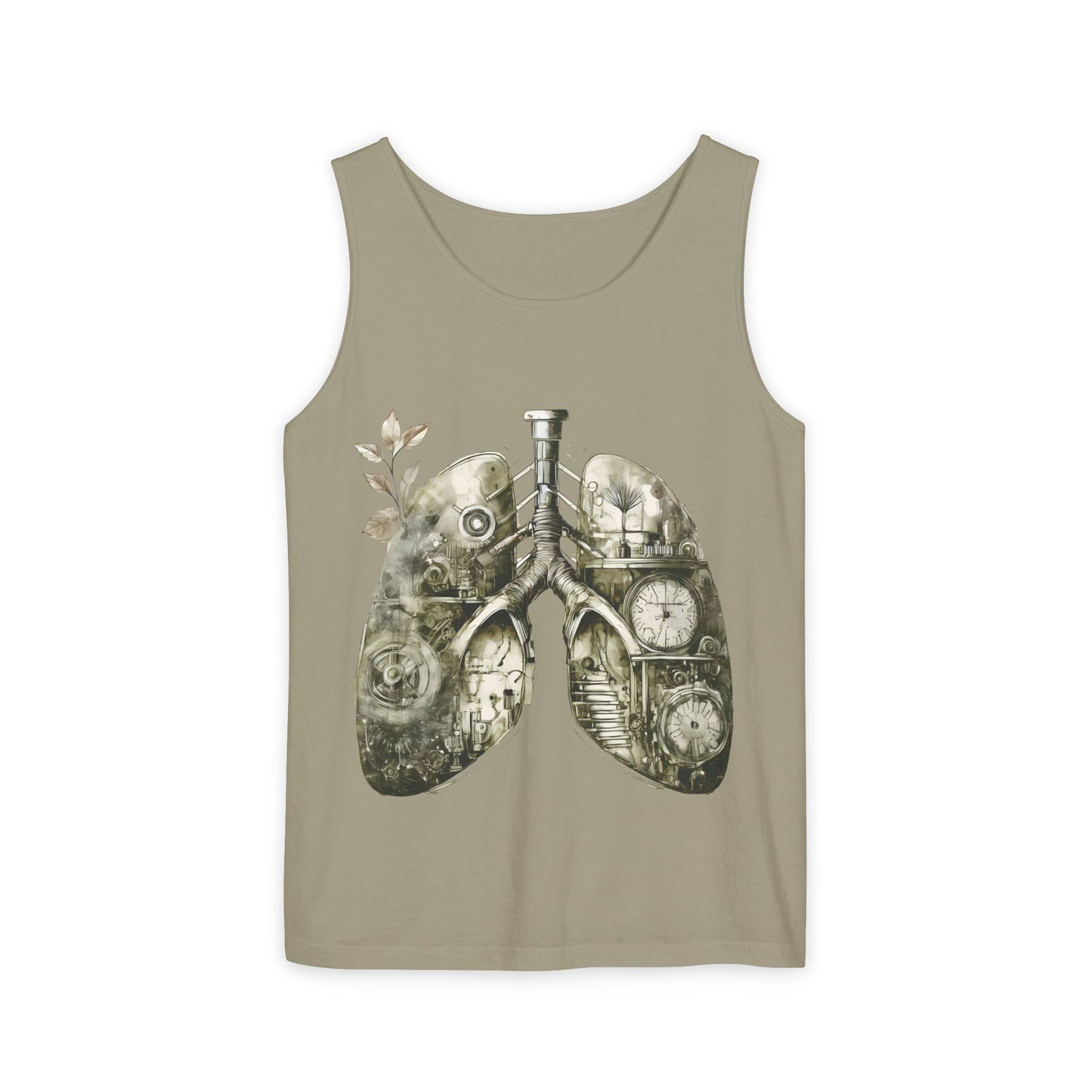 Copy of Clockwork Lungs Unisex Tank Top - Breathe In, Wind Up Design