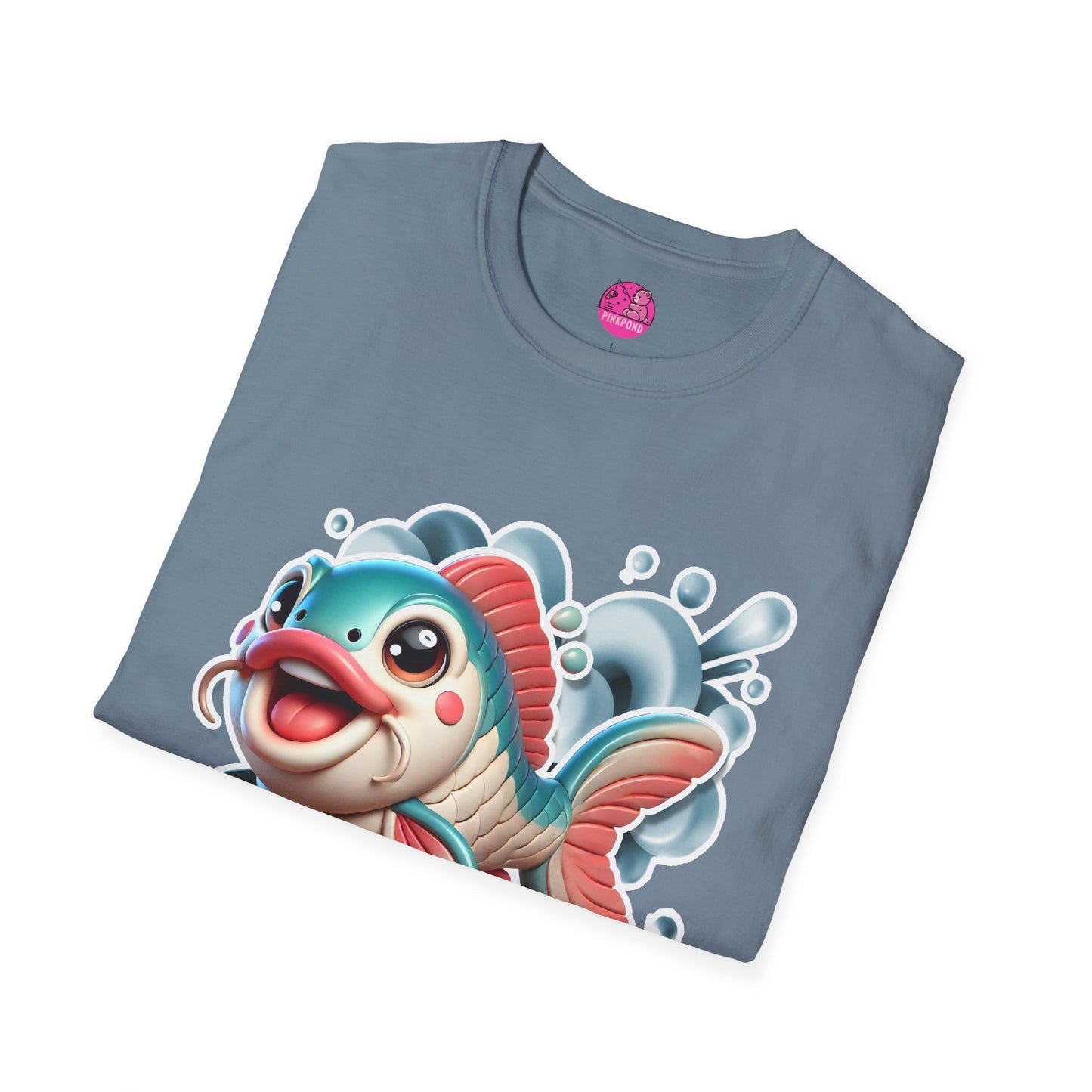 Carrie the Carp T-Shirt - a splash of fishy fun - Unisex Softstyle Tee with 3D Design