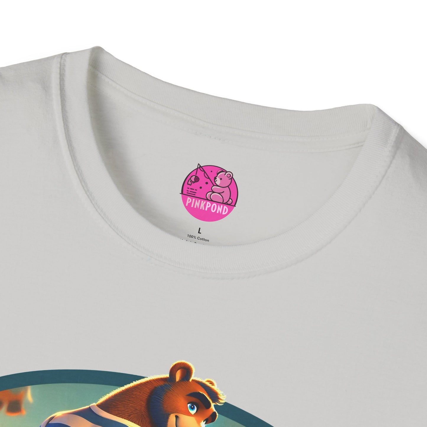 Beach Bear Bliss Softstyle T-Shirt - PinkPond Exclusive Vintage Design