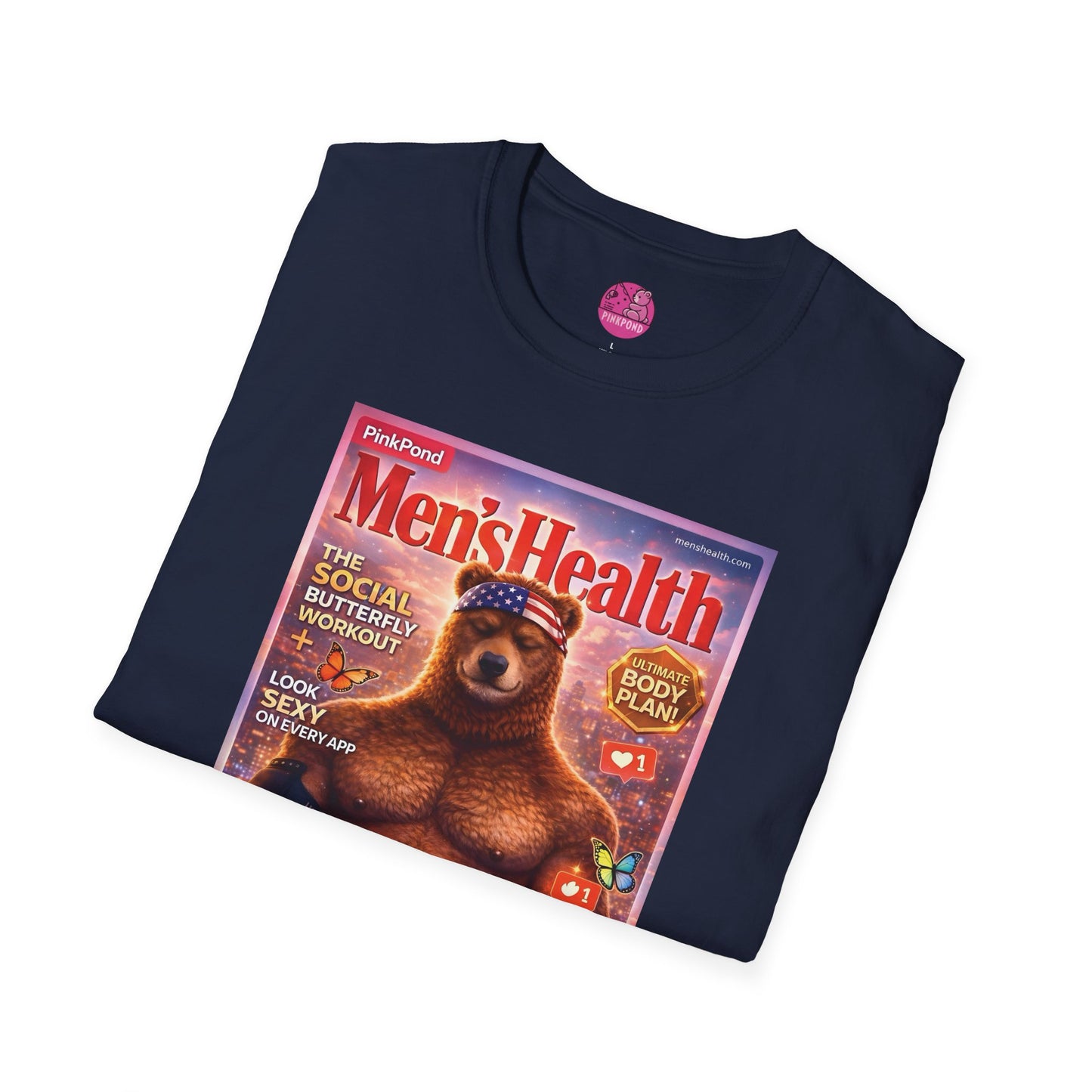 Men’s Health Bear T-Shirt — PinkPond Swiping Bear Graphic Tee