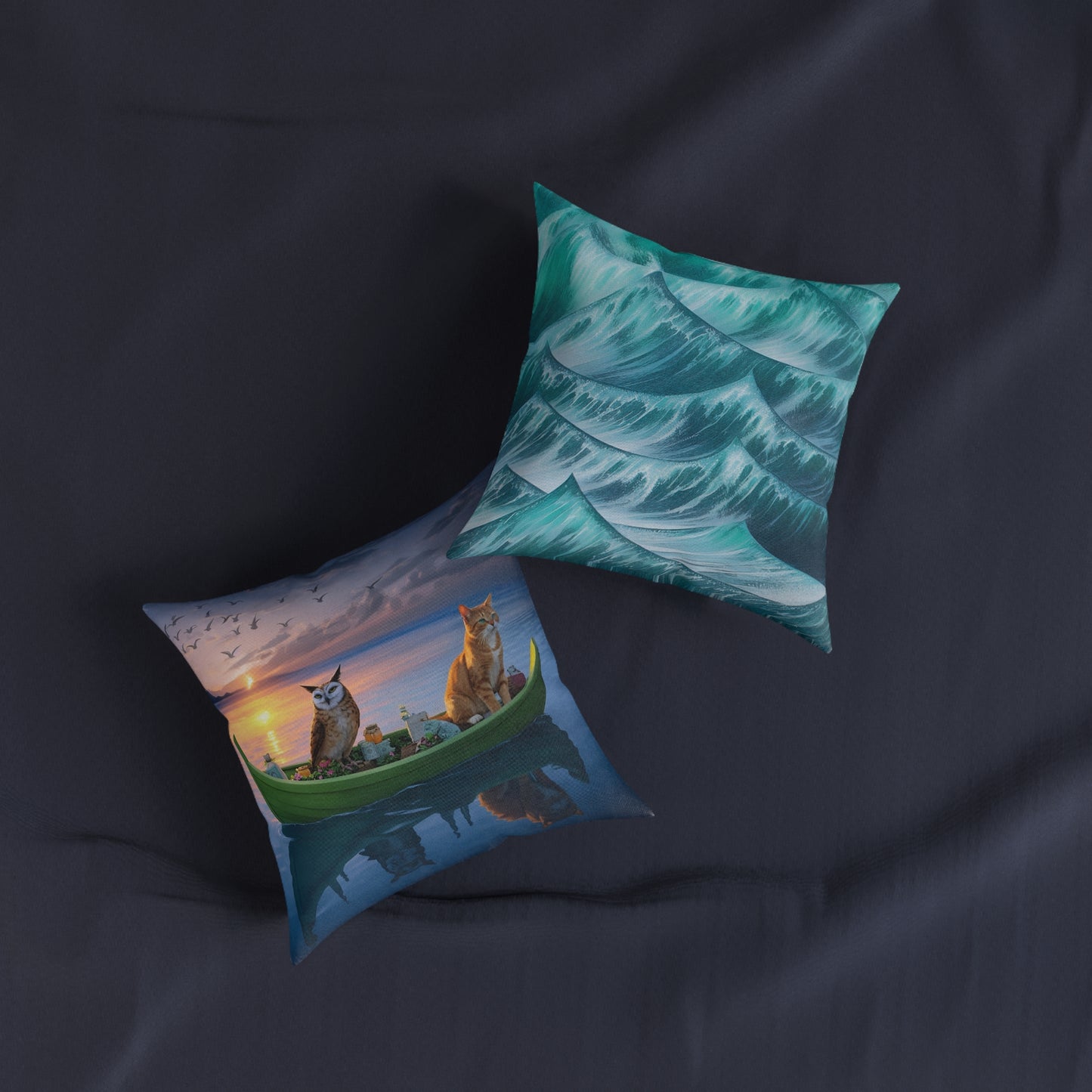 Square Pillow - Owl & The Pussycat PinkPond Cushion