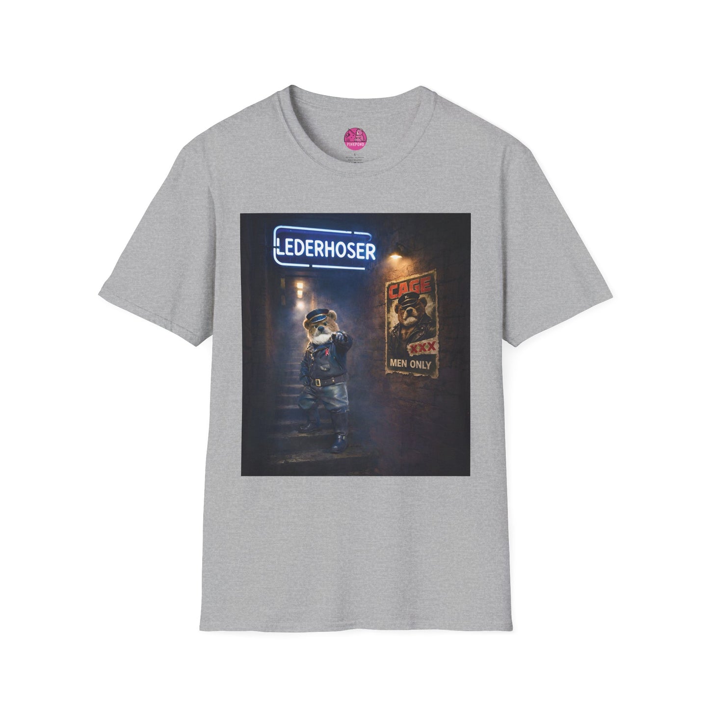 Oi, You Boy Leather Bear Graphic T-Shirt — PinkPond Character Illustration