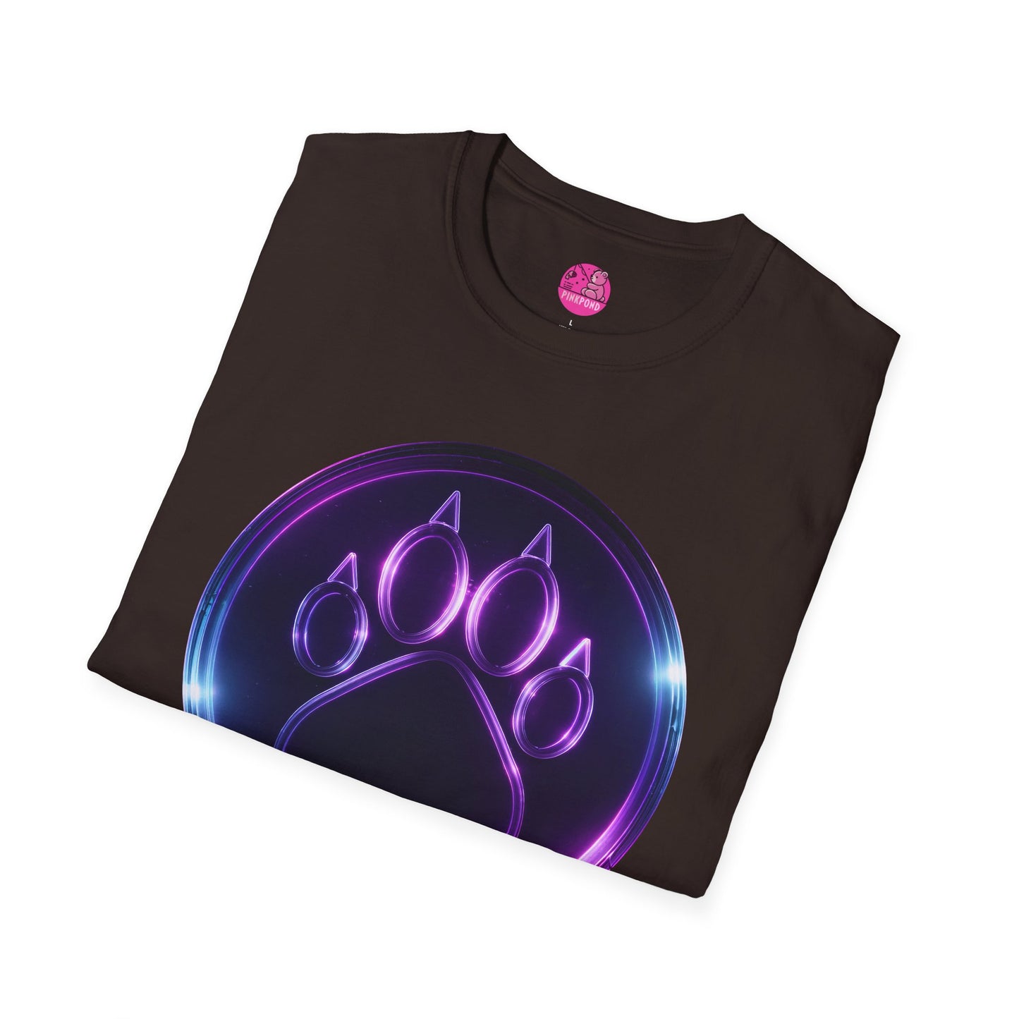 Neon Paw Power T-Shirt - Retro-Futuristic Animal Lover Tee