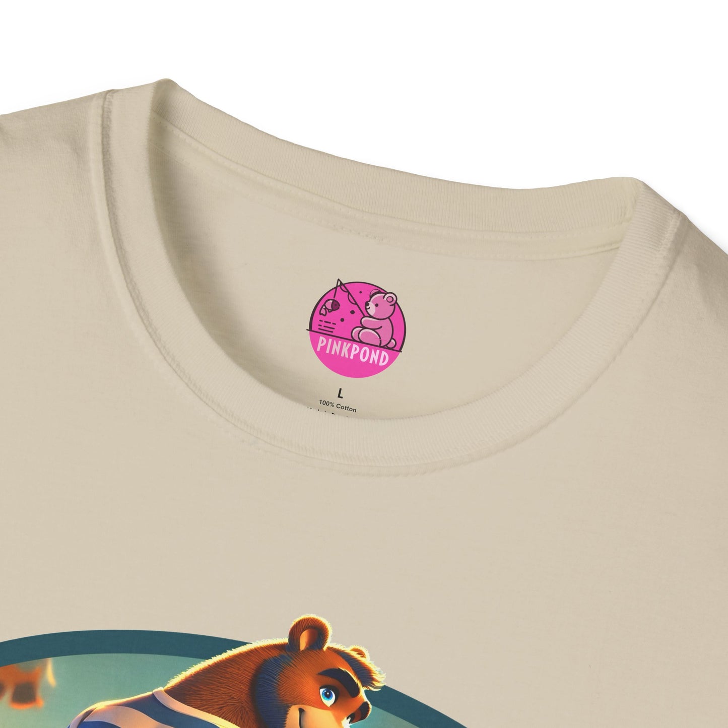 Beach Bear Bliss Softstyle T-Shirt - PinkPond Exclusive Vintage Design