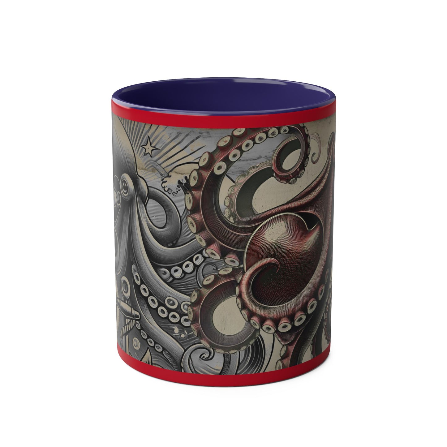 11oz Coffee Mug - PinkPond Nautical Octopus Design - Ocean Lover and Tattoo Enthusiast Gift